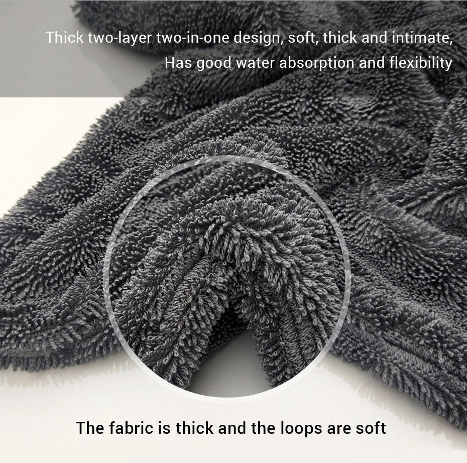 SEAMETAL 1200GSM Microfiber Car Wash Towel – Double-Sided Ultra Absorbent Cleaning & Drying Cloth