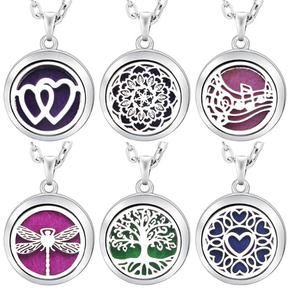 Stainless Steel Tree of Life Aromatherapy Necklace – Essential Oil Diffuser Pendant for Women