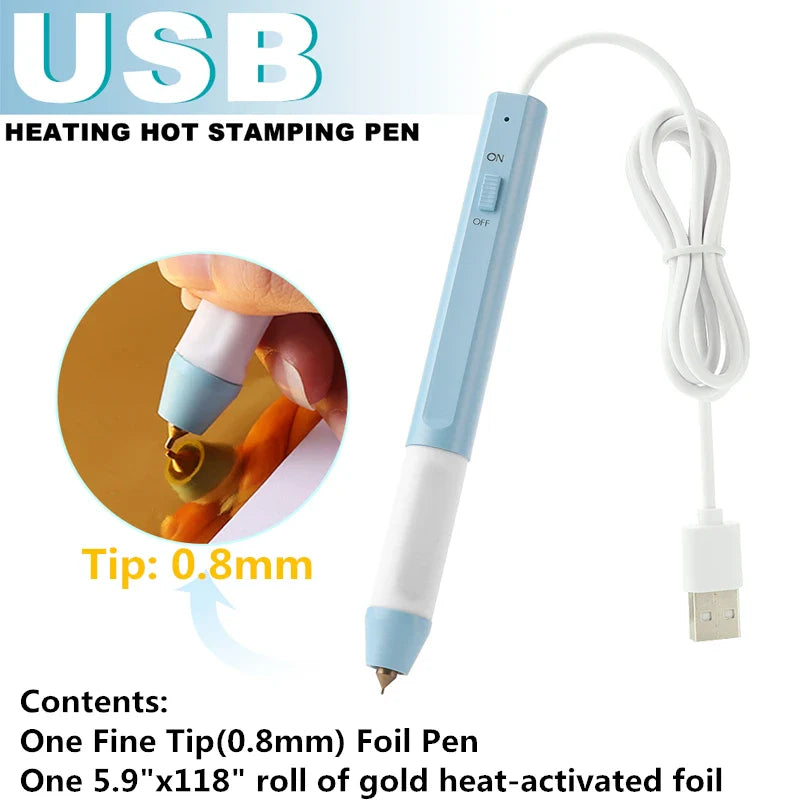 All-in-One USB Heat Foil Pen Kit – Calligraphy & DIY Lettering with 3 Nibs for Custom Foiling