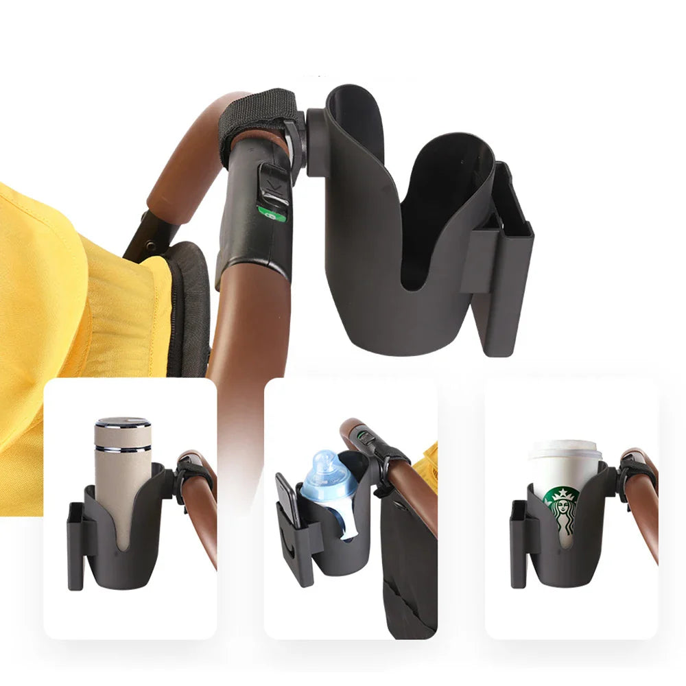 Universal Stroller Cup & Phone Holder – Water Bottle Support Accessory for Baby Carriages, ABS Material