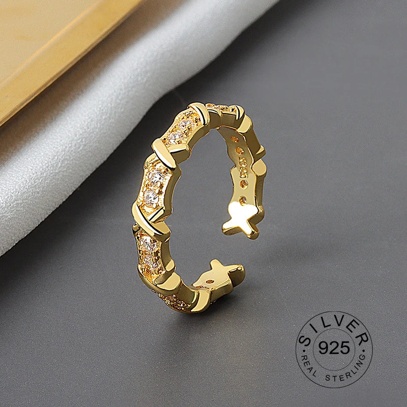 925 Sterling Silver Women’s Open Wave Ring – Irregular Wide Noodle Design Gift