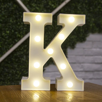 Alphabet & Number LED Lamp Night Light – Warm Battery-Powered Luminous Letter Light for Home, Wedding, Birthday & Party Decoration