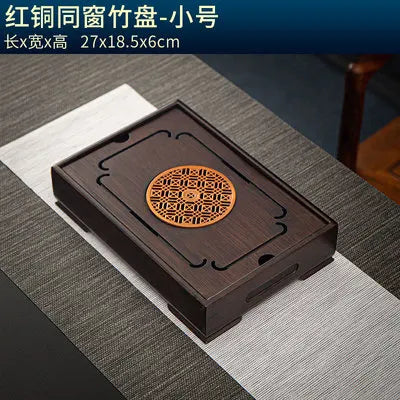 Natural Bamboo Wood Tea Tray – Rectangle Tea Set with Drainage, Water Storage Board for Chinese Tea Cups, Home Accessories
