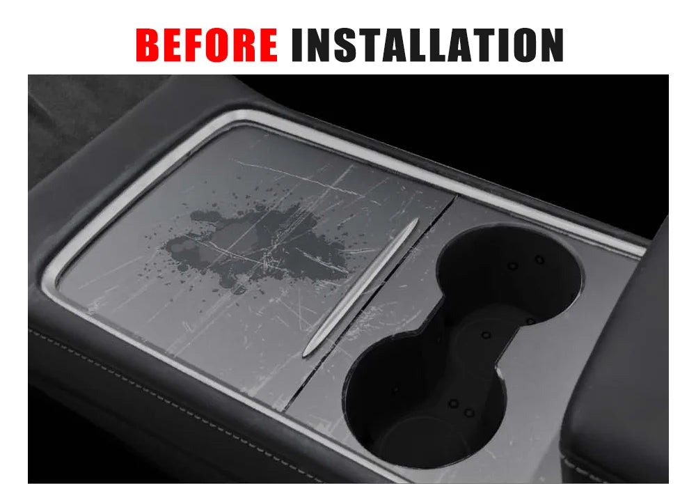 Tesla Model 3/Y 2021-2023 Center Console Panel Sticker – Wood Grain & Carbon Fiber Car Interior Cover