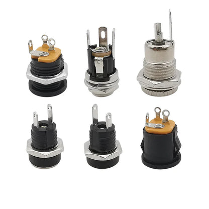 10Pcs DC Power Connectors 5.5x2.1mm & 3.5x1.3mm – Male Female Jack Socket, Nut Panel Mount DC Power Adapter Connector