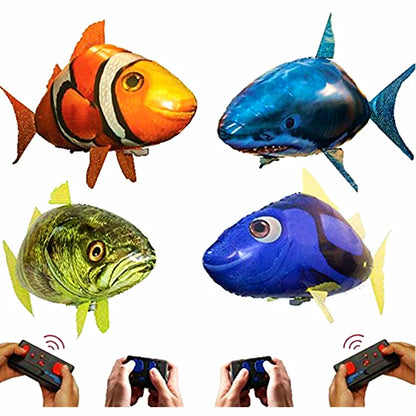 Remote Control Flying Shark & Clownfish Toy – Infrared Air Swimming RC Balloon Fish for Kids Gifts & Party Decoration