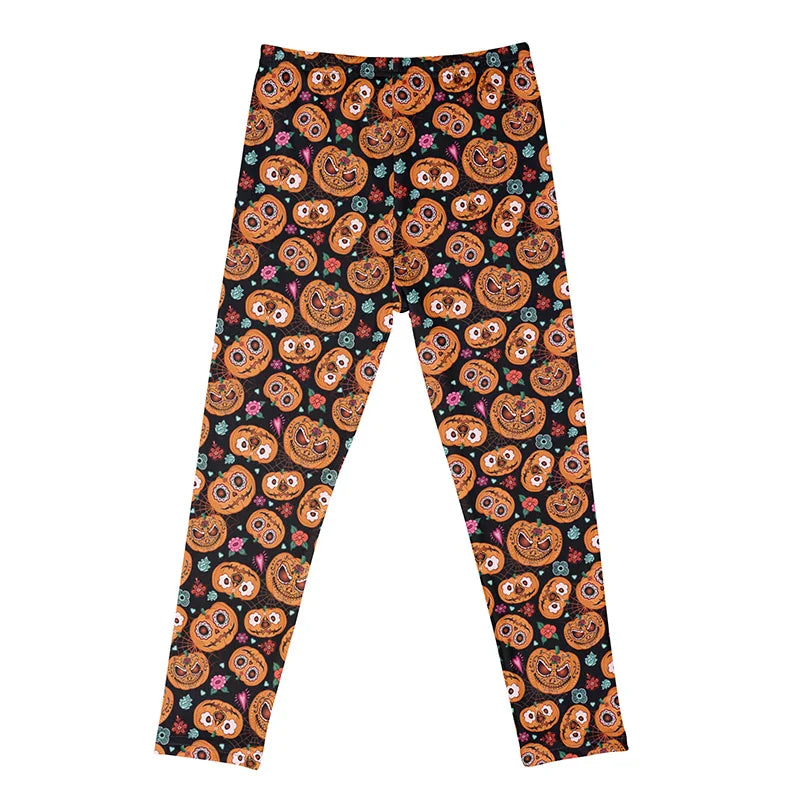 Kids Girls Cartoon Print Leggings – Soft Milk Silk Casual Stretch Sports Pants for Baby Girls Comfortable Trousers 4–12Y