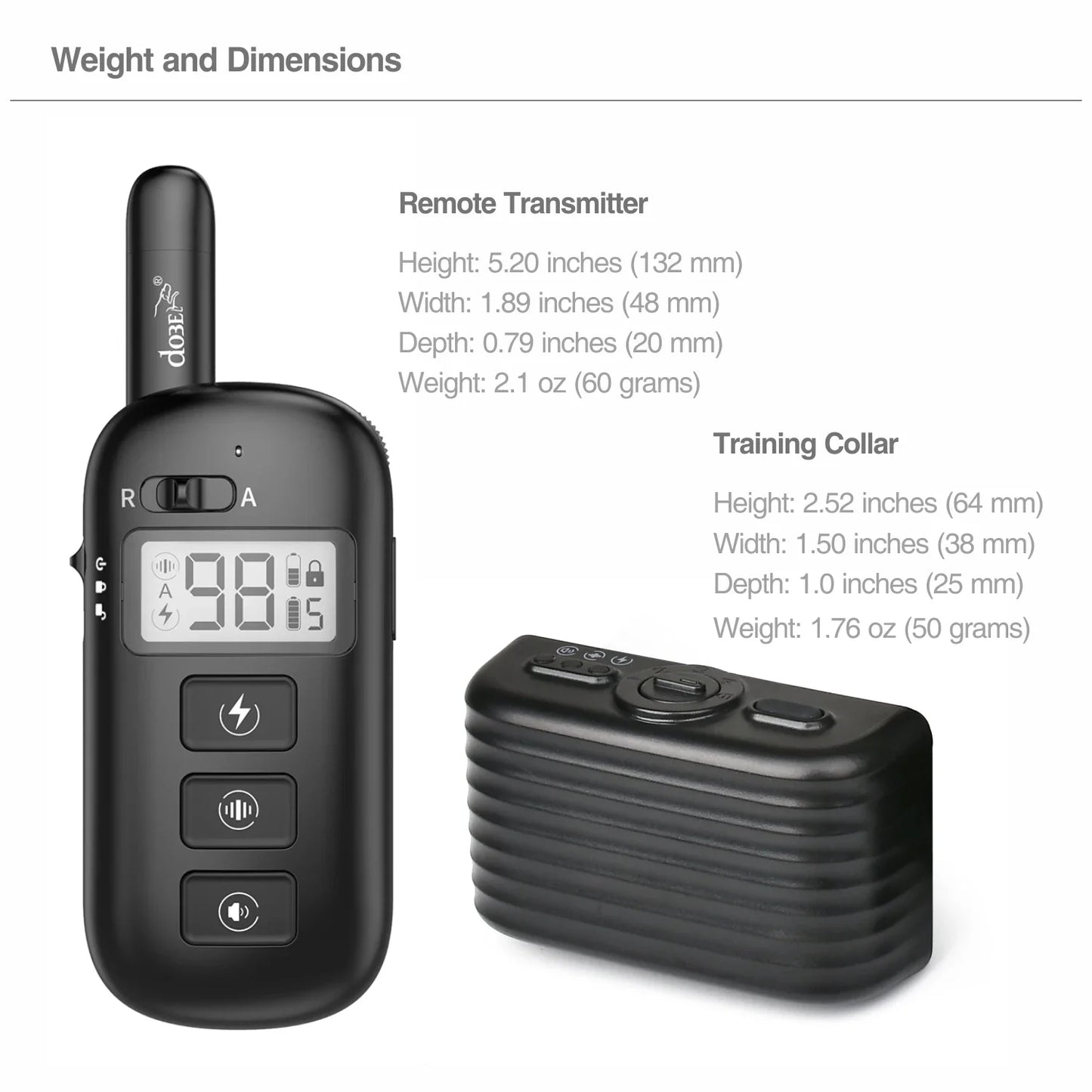 2-in-1 Remote Dog Training & Anti-Bark Collar Rechargeable Waterproof Electric Dog Behavior Control System 600M Range
