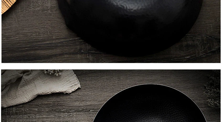 Konco 32cm Pure Cast Iron Wok – Non-Coated Chinese Wok Pan for Gas & Induction Cookers