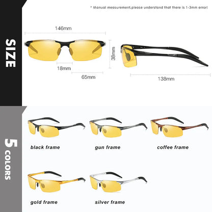 Top Anti-Glare Day Night Vision Polarized Sunglasses for Driving Men | Photochromic Driver Goggles Glasses Zonnebril Heren