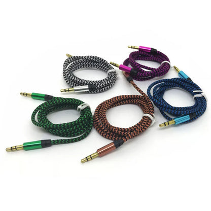1m Nylon 3.5mm Male-to-Male Aux Cable — Gold Plug Audio Cord for iPhone, Samsung, Xiaomi Car Aux