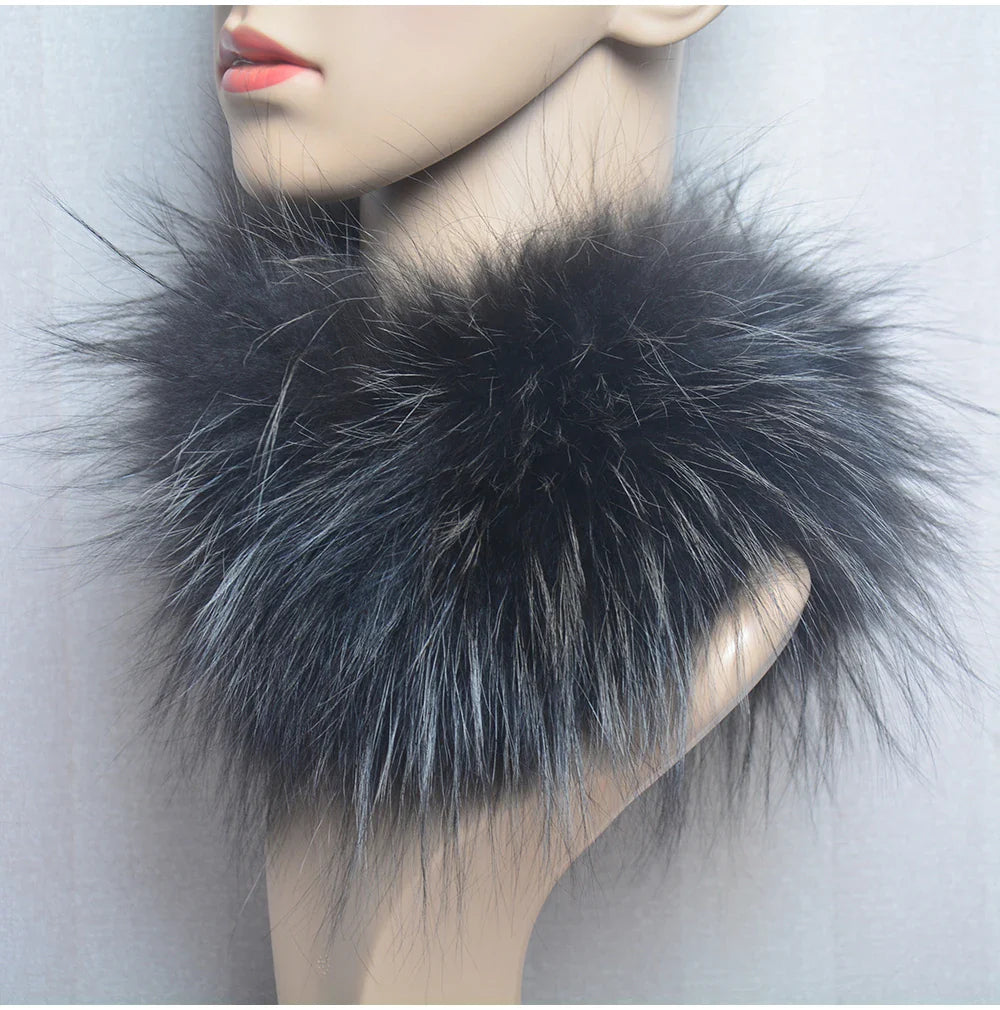 2025 Real Fox Fur Scarf and Headband – Luxury Winter Neck Warmer for Women, 100% Natural Fur, Elastic Ring Muffler