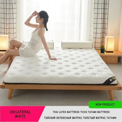 6/10cm Thai Natural Latex Floor Mattress – Foldable Tatami Mat with 95D Filling & Cotton Cover, Slow Rebound Comfort