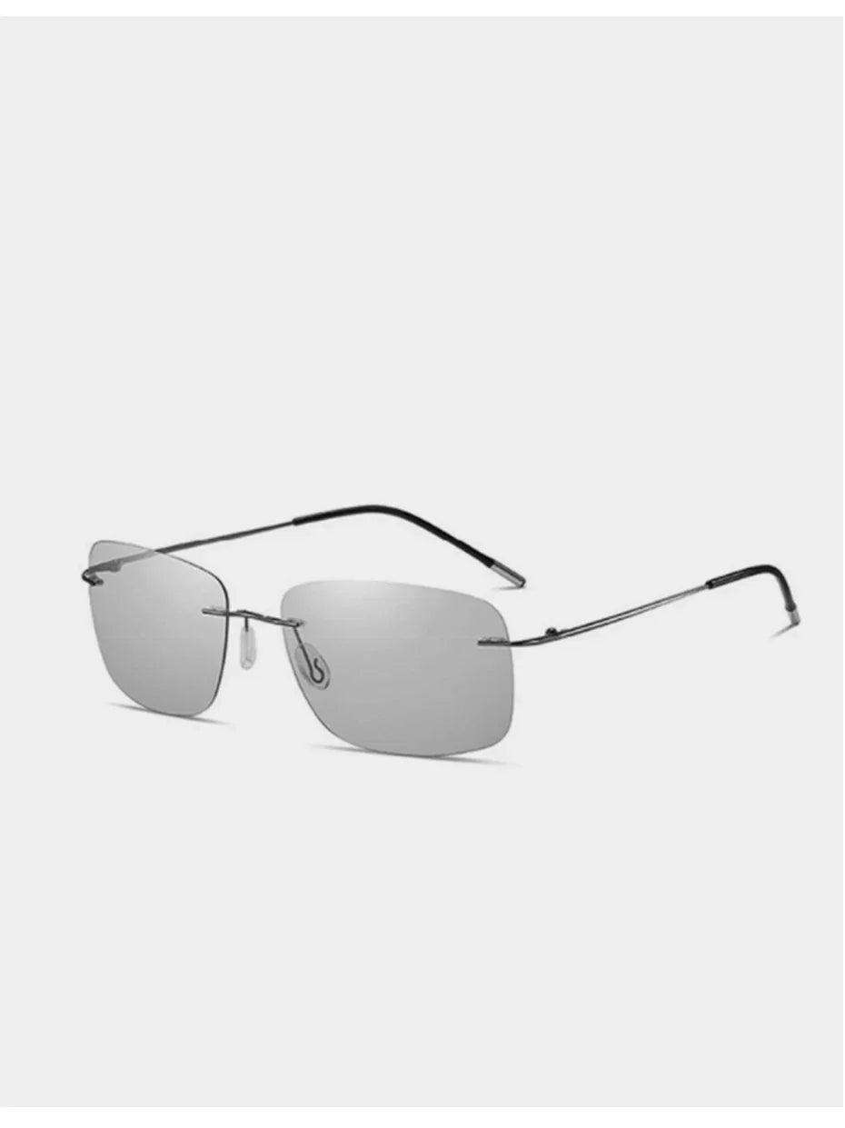 CAPONI Square Photochromic Polarized Sunglasses for Men - Rimless, Classic Design, UV400 Protection Eyewear (BS7467)