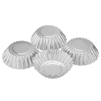Aluminum Alloy Flower Egg Tart Mold Set: Reusable Non-Stick Ripple Design - Perfect for Cupcakes, Puddings, and Muffins - 10pcs/set