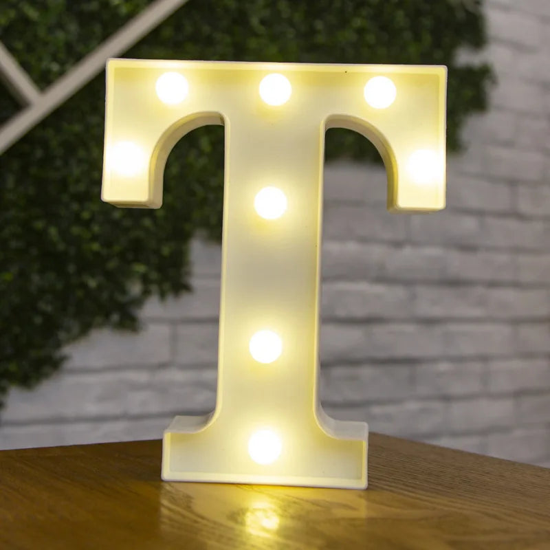 Alphabet & Number LED Lamp Night Light – Warm Battery-Powered Luminous Letter Light for Home, Wedding, Birthday & Party Decoration