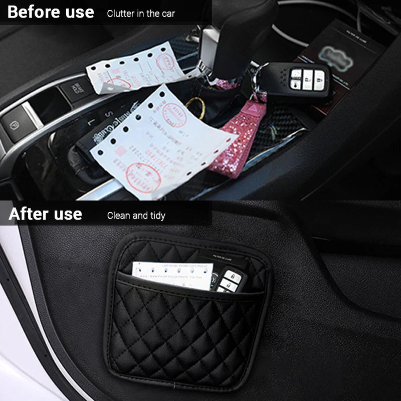 Multifunction Car Organizers - Pocket Bags for Car Storage Box, Collecting Bag for Cards, Phone, and Keys, Sticky Pouch for Car Interior