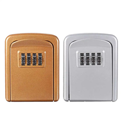 Mini Key Lock Box – Wall Mounted Alloy Safe Organizer with 4-Digit Combination for Indoor & Outdoor Security Storage