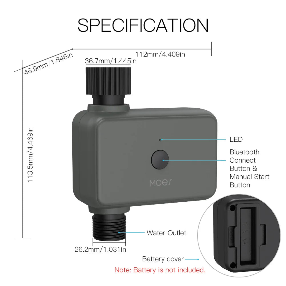 MOES Smart Tuya Bluetooth Garden Water Timer – Programmable Automatic Irrigation with Rain Delay, Hub Required