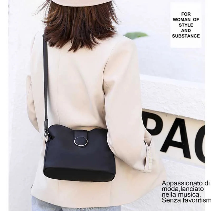 Vintage Waterproof Nylon Shoulder Bag for Women – Simple Crossbody Messenger Bag for Daily Use & Travel