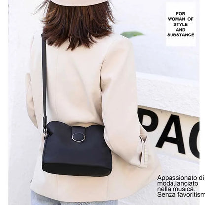 Vintage Waterproof Nylon Shoulder Bag for Women – Simple Crossbody Messenger Bag for Daily Use & Travel