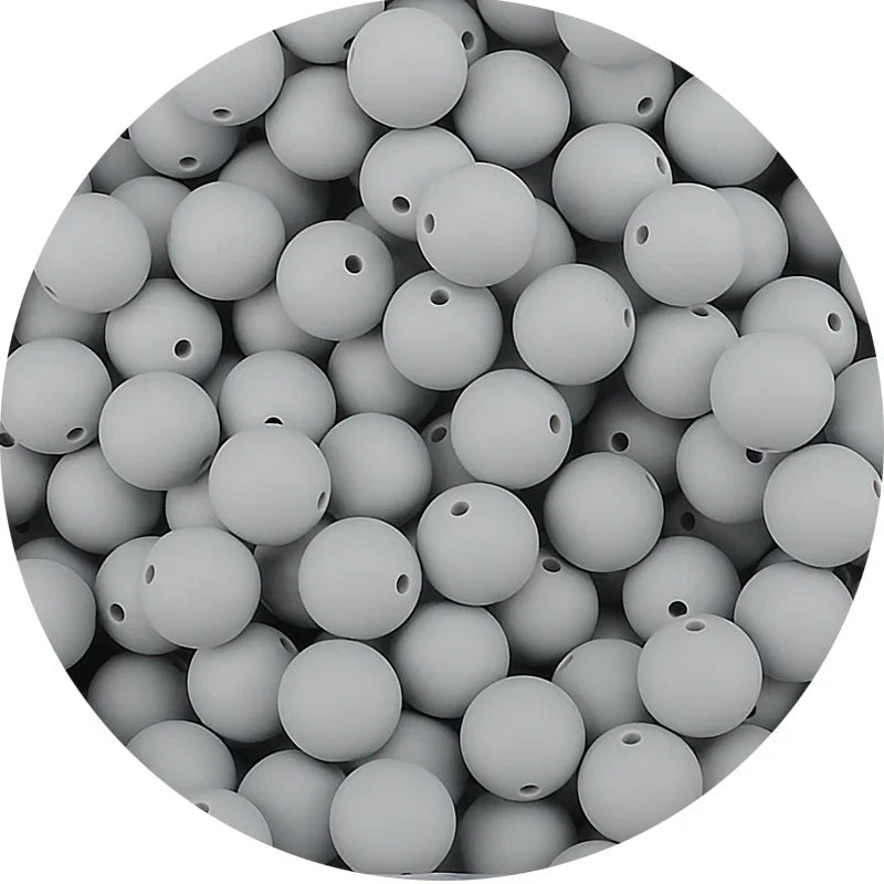 LOFCA Silicone Teething Beads - 20pcs 15mm Round Baby Chew Beads for DIY Teether Toys Infant Accessories