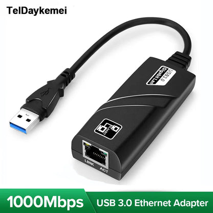 10/100/1000Mbps USB 3.0 Type-C to RJ45 LAN Ethernet Adapter — RTL8153 Network Card for PC, MacBook, Windows Laptop
