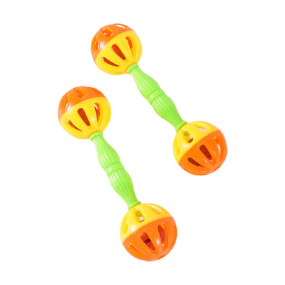 2PCS Parrot Chewing Toys – Bite-Resistant Double Head Bell Rattle Balls Interactive Bird Training Toys