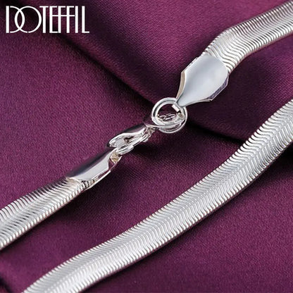 DOTEFFIL 925 Sterling Silver 6mm Flat Snake Chain Necklace — 16/18/20/22/24 Inch for Men & Women, Fashion, Wedding & Party Jewelry