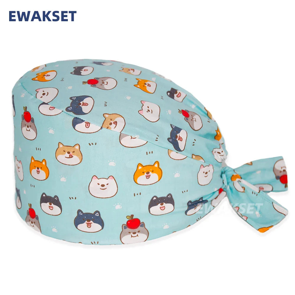 Unisex Soft Scrub Cap – Cartoon Print Surgical Hat for Men and Women, Operating Room Nursing Accessories