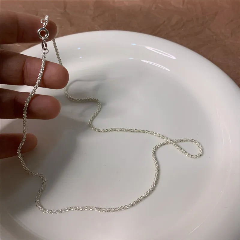 2024 Trend Sparkling Silver Choker Necklace - Elegant Clavicle Chain for Women - Perfect Party & Wedding Jewelry Gift