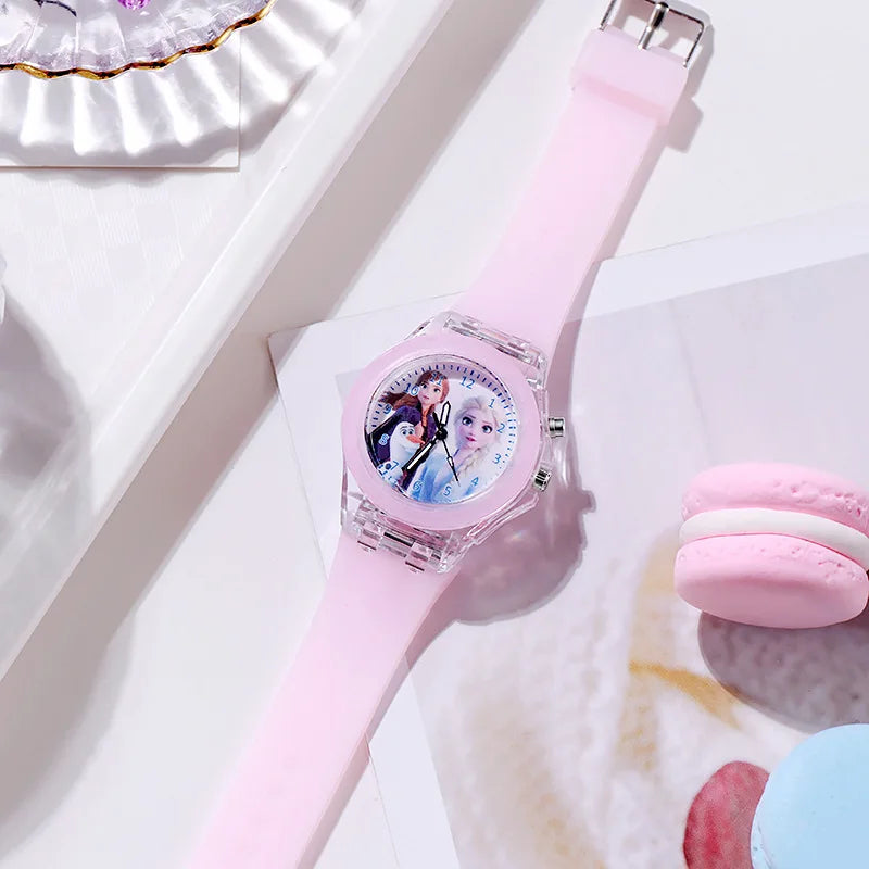 Disney Kids Watch for Girls – Princess Elsa Frozen 2 Silicone Strap, Flash Light, Children’s Clock, Reloj Infantil