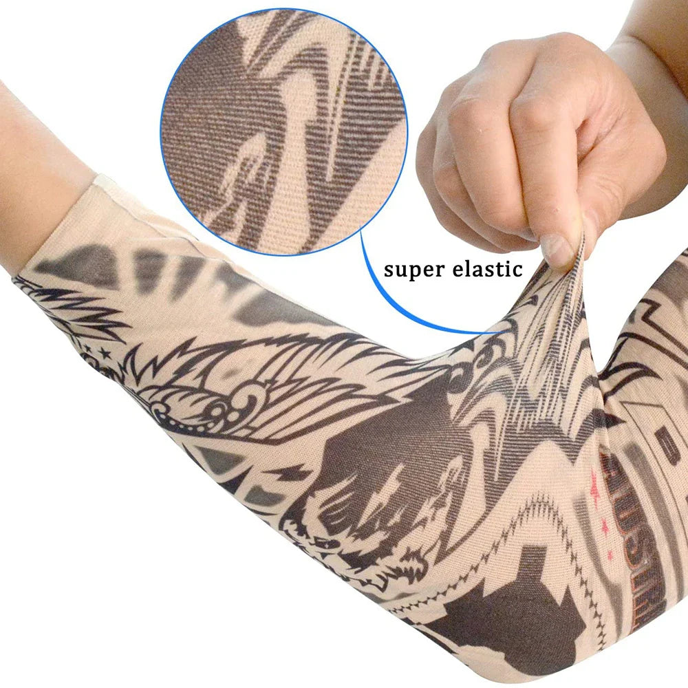 Street Tattoo Arm Sleeves - Sun UV Protection Cover for Outdoor Riding - Seamless Sunscreen Arm Gloves for Men and Women