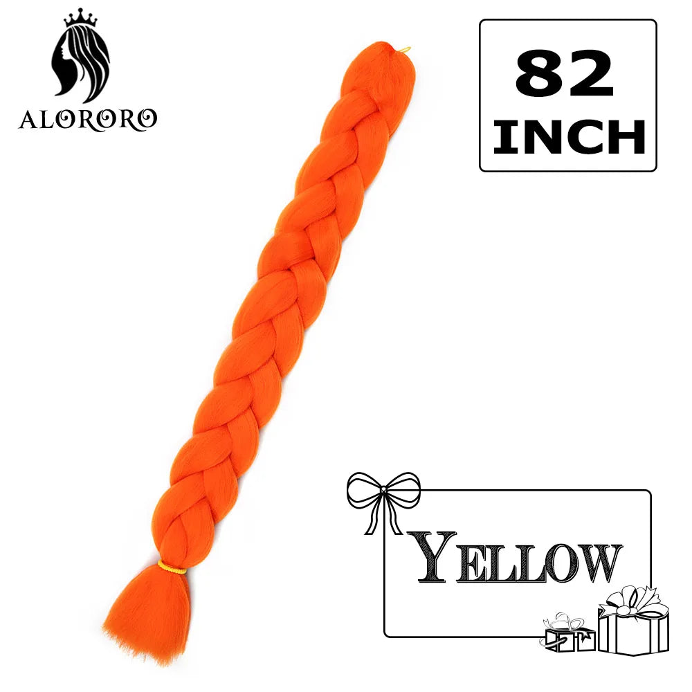 82-Inch Synthetic Braiding Hair Extensions – Jumbo Crochet Box Twist Braids in Green, Red, Pink & Yellow, Pure Color Wholesale