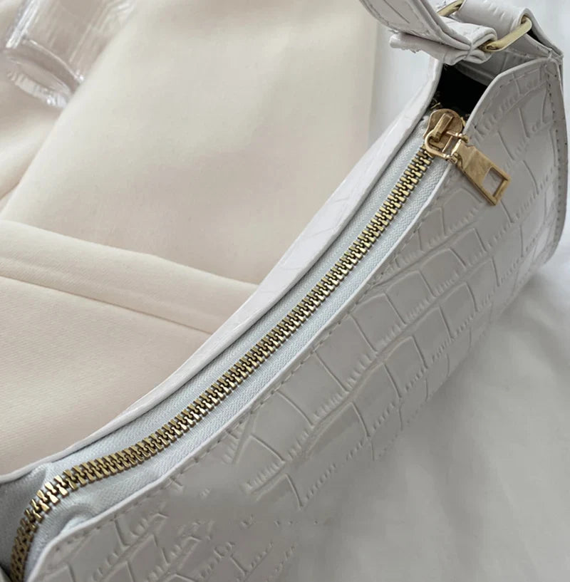 Fashion PU Leather Alligator Pattern Bag for Women – Small Armpit Handbag, Underarm Messenger Purse