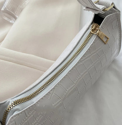 Fashion PU Leather Handbag for Women – Alligator Pattern Small Underarm Messenger Bag & Purse
