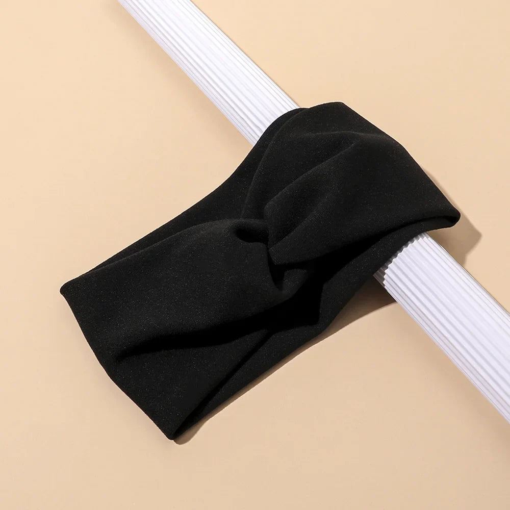 Women’s Elegant Solid Cross Woolen Elastic Headband – Thickened Warm Fashion Hairband Turban Bandana for Outdoor Casual Wear