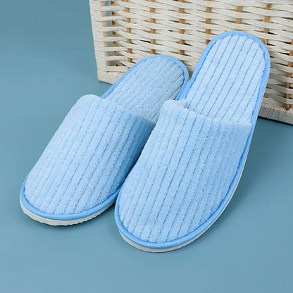 5 Pairs Mix Color Disposable Hotel Slippers – Cotton Non-Slip Slides for Men & Women Home, Travel, SPA & Hospitality Use