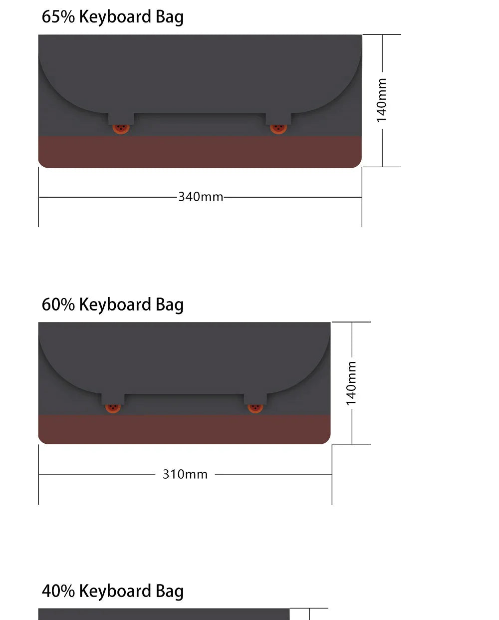 PU Felt Keyboard Carrying Case – Protective Bag for Planck 40%, 60%, 80%, 100%, GH60, XD64, TADA68, TKL 87/104, ANSI, BM60/65/68, Poker Keyboards