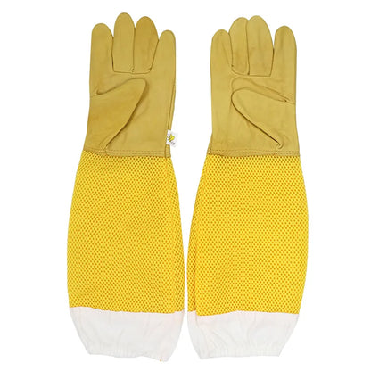 Beekeeper Gloves with Protective Sleeves - Ventilated and Professional Anti-Bee Gear for Apiculture and Beekeeping - Prevent Beehive Tools