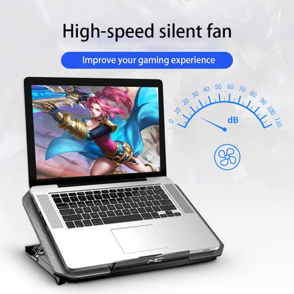 Large Gaming Laptop Cooler for 12-16 Inch Notebooks - Dual USB Cooling Pads, Adjustable Wind Speed, Silent Laptop Stand