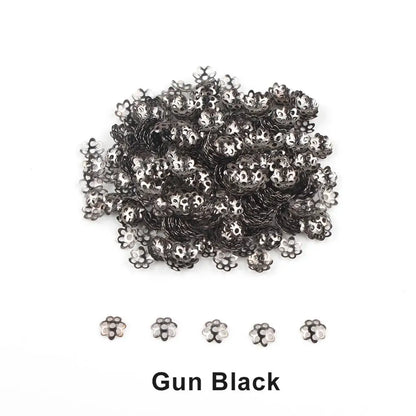 500Pcs Hollow Flower Filigree Bead Caps - 6mm Metal Spacer Beads for DIY Earrings, Jewelry Making & Craft Supplies