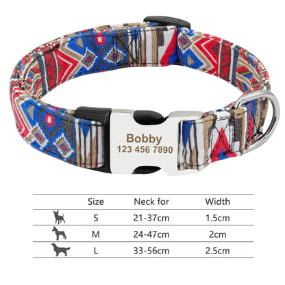 Adjustable Nylon Dog & Cat Collar – Personalized ID Collar with Engraved Name Buckle, Anti-Lost for Small, Medium & Large Pets