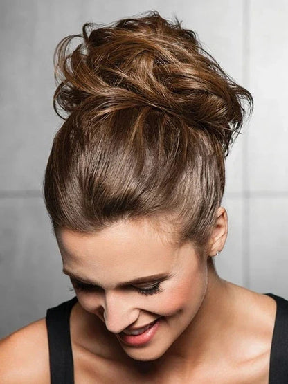 Azqueen Synthetic Messy Bun Chignon – Gray Brown Hair Bun Pad with Elastic Rope & Rubber Band Hair Extensions