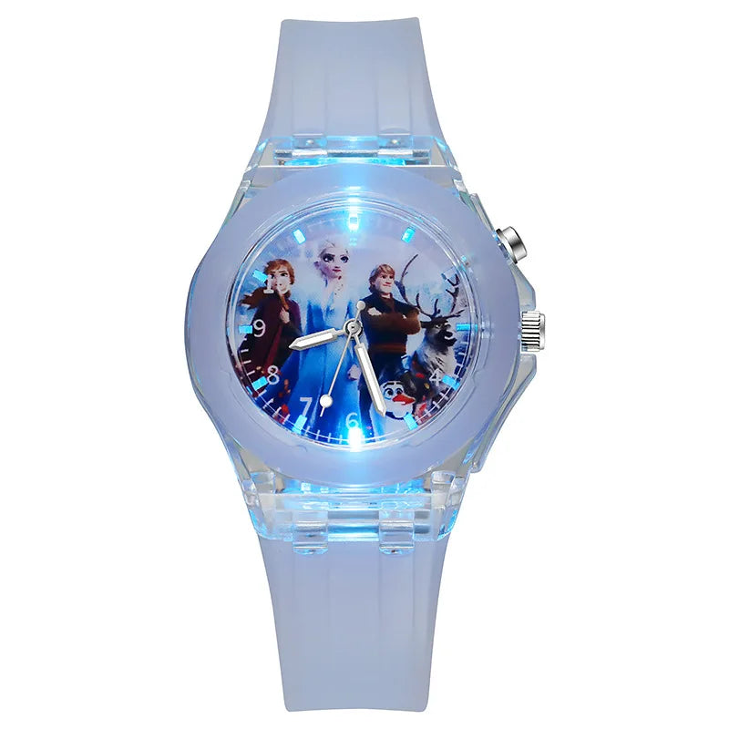 Disney Frozen Princess Kids Watch - Girls' Luminous LED Colorful Wristwatch for Students & Ladies