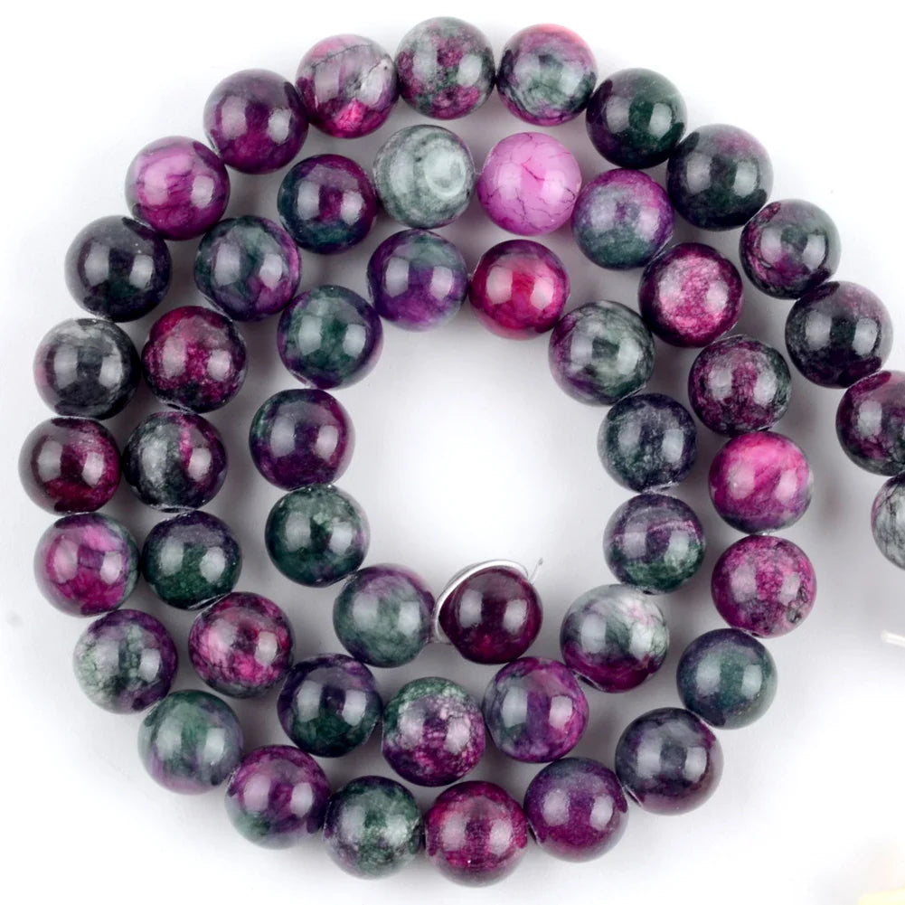Natural Round Mixed Gemstone Beads — Tiger Eye, Amazonite, Lava, Turquoise, Agate, Jasper & Garnet Spacer Beads for DIY Bracelet