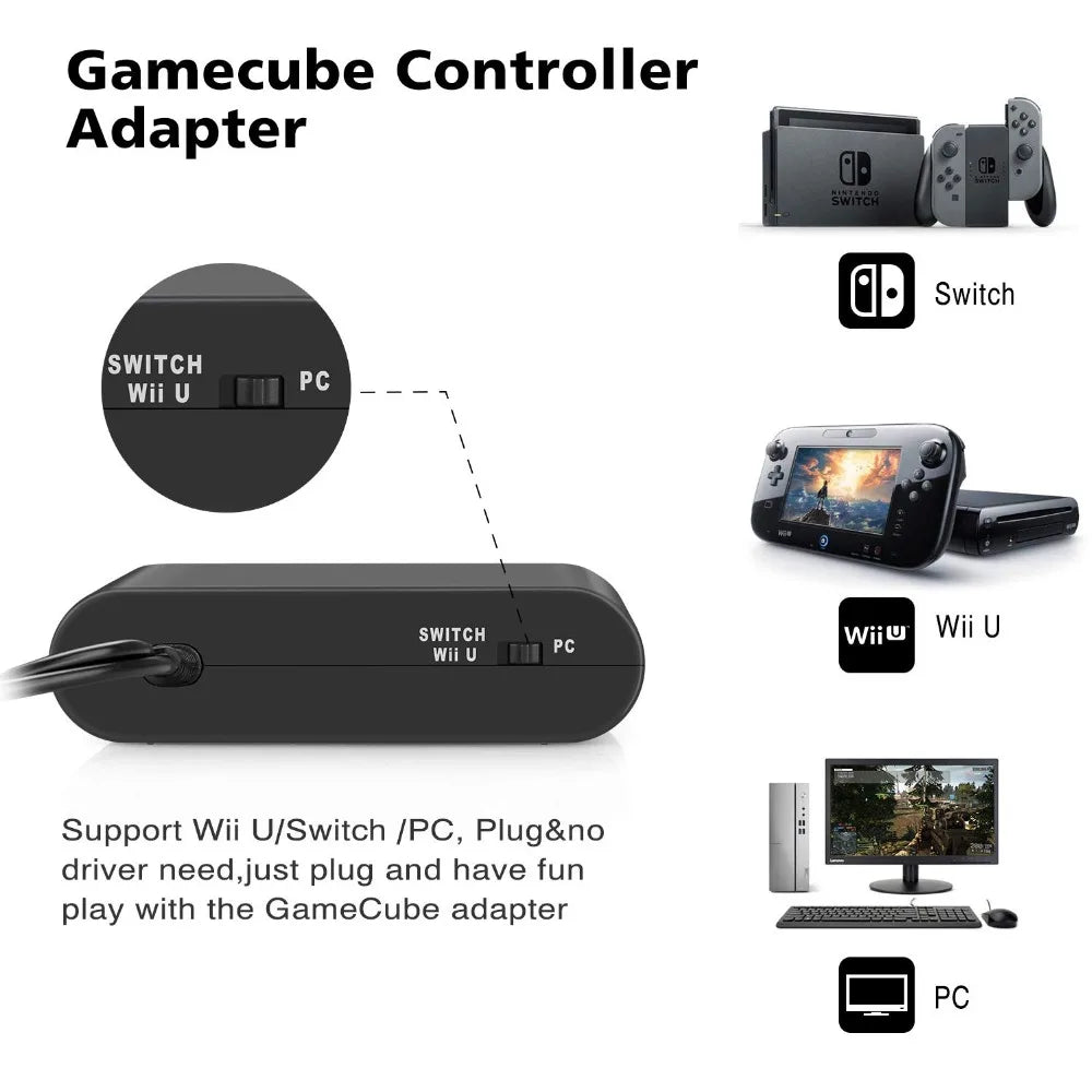 4-Port GameCube Controller Adapter – USB Converter for Nintendo Switch, Wii U, PC, and NGC – Star Fighting Game Support