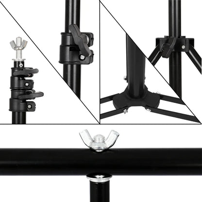 T-Shaped Adjustable Tripod Stand – Photography Backdrop Support System for Non-Woven & Muslin Backgrounds