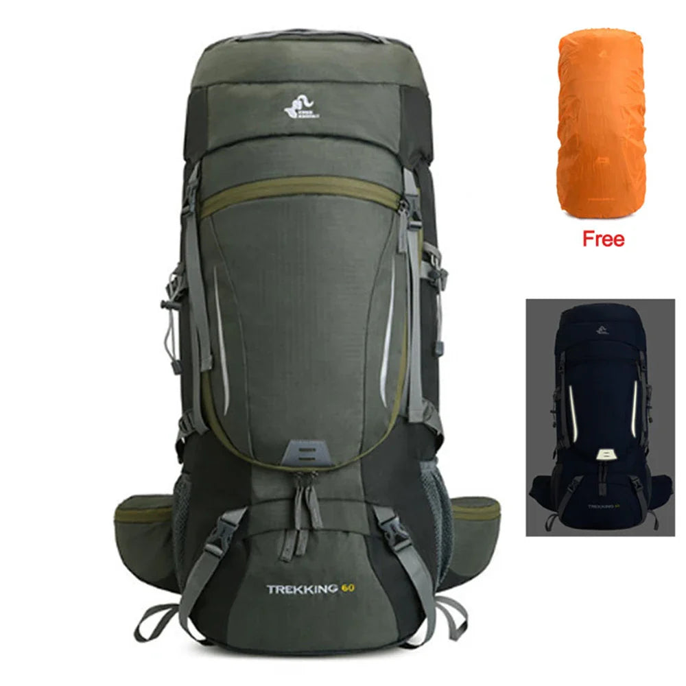 Men’s 60L Large Hiking Backpack — Mountaineering, Camping, Climbing & Outdoor Sport Rucksack XA108Y