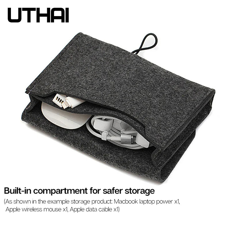 UTHAI T29 Portable Storage Bag: 2.5' HDD Case for MacBook Charger, Mouse, Power Bank, Earphone - Digital Accessories Protection